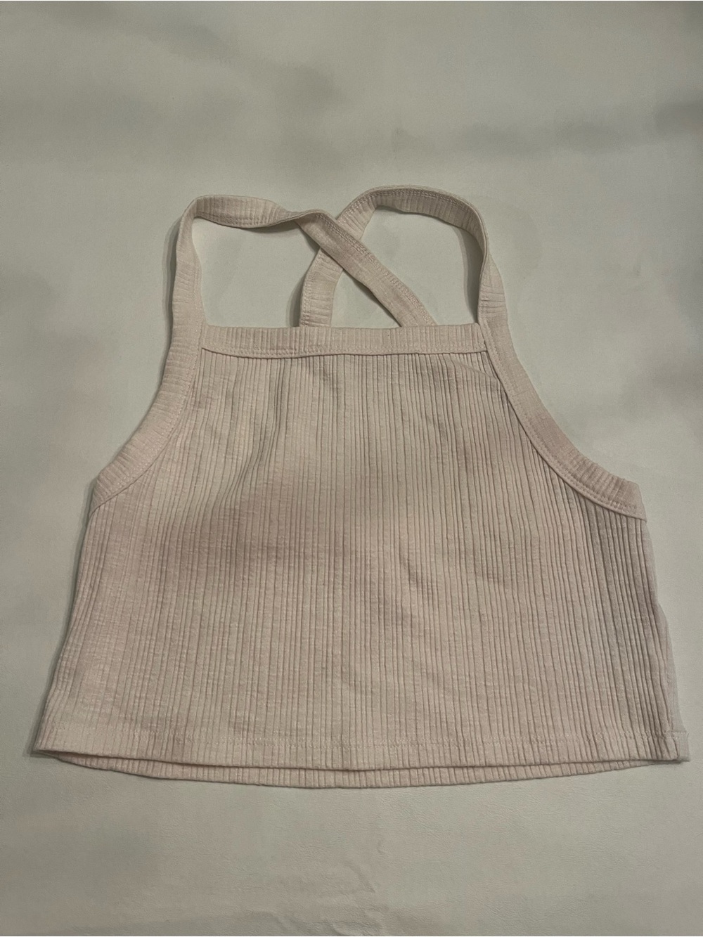 American Eagle Women’s Ribbed Cream Crossback Tank Top small
